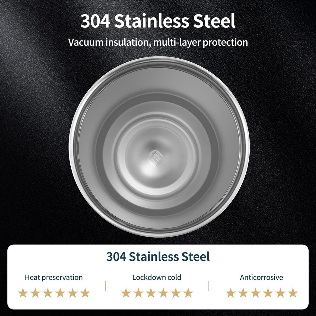 wizardmink 900ml Stainless Steel Vacuum Insulated Tumbler with Handle & Straw Lid – Leakproof Hot & Cold Travel Cup (Black)