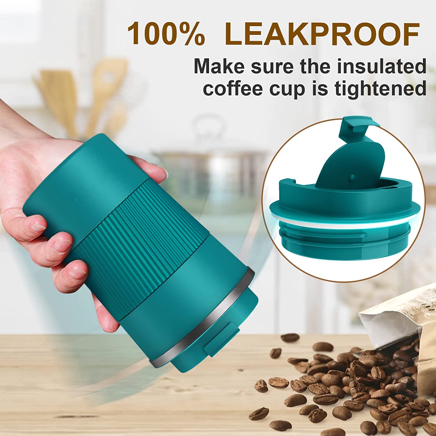 Insulated Travel Coffee Mug 2.0 – 380ml Double Wall Vacuum Stainless Steel Tumbler with Spill-Proof Flip Lid (Blue)