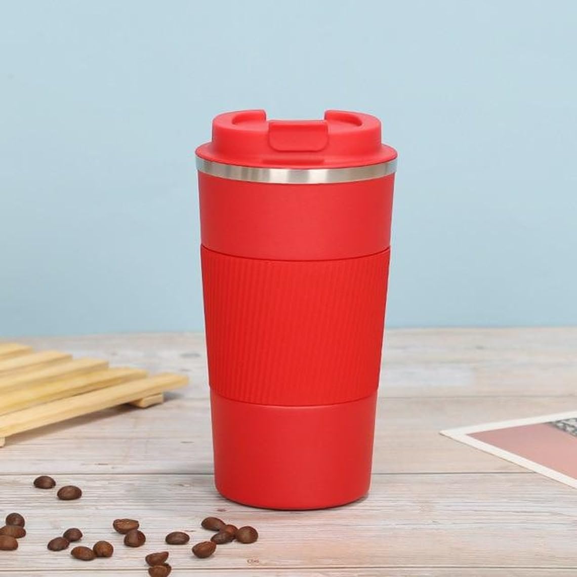 Insulated Travel Coffee Mug 2.0 – 380ml Double Wall Vacuum Stainless Steel Tumbler with Spill-Proof Flip Lid (Blue)